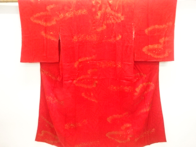 アンティーク　紋錦紗金砂子花薬玉模様織出し長襦袢